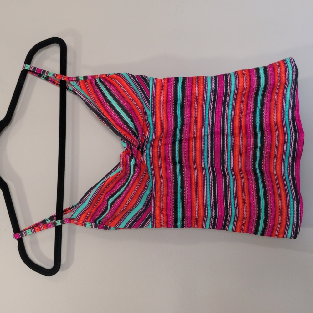Athleta Santa Cruz Twisted Knot Tankini Striped Swimsuit Top Size Small
